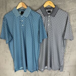 Dunning Golf Shirt Mens M Blue Grey Polo‎ Stretch Performance Golf Lot Of 2